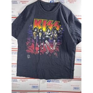 Vintage 90s Kiss Alive Worldwide Tour Band Tshirt Black 1996 Rock Concert NO TAG